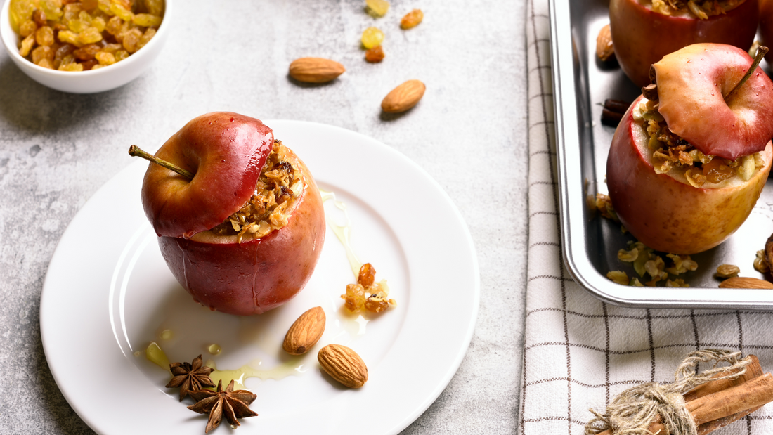 Manzanas al horno rellenas de granola y frutos secos