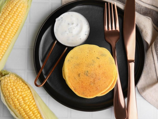 Tortitas de maíz tierno y ricotta a la plancha
