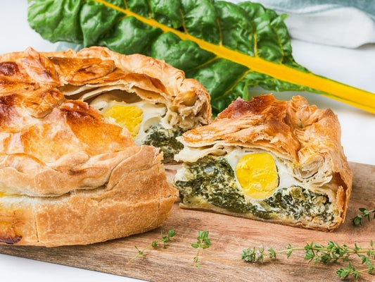 Pastel salado con espinacas, ricotta y huevos
